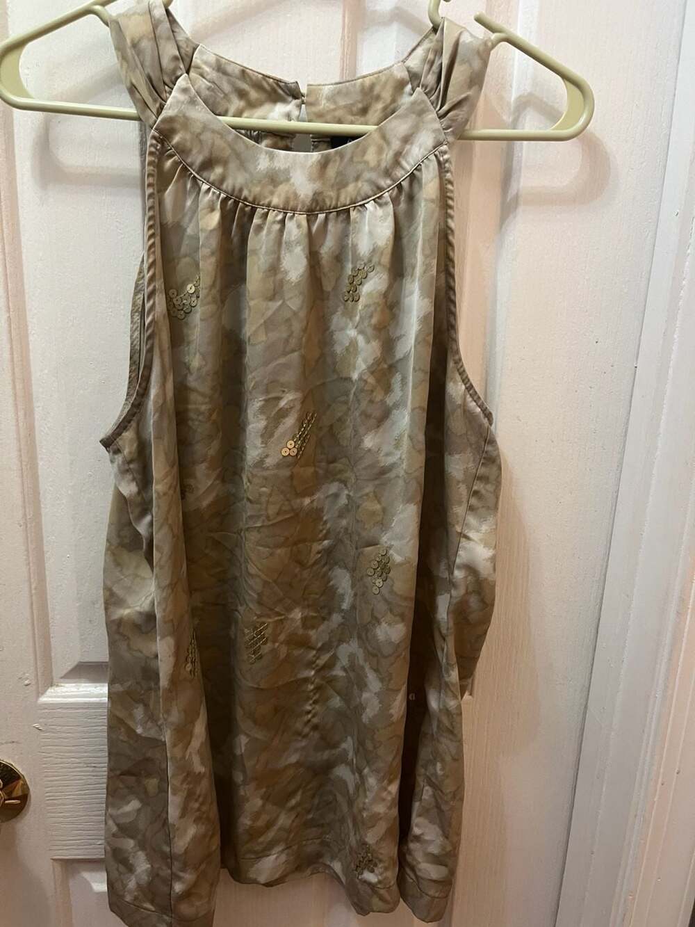 Apt 9 Halter Neck Blouse Size L Beige Gold Animal Print Sequin